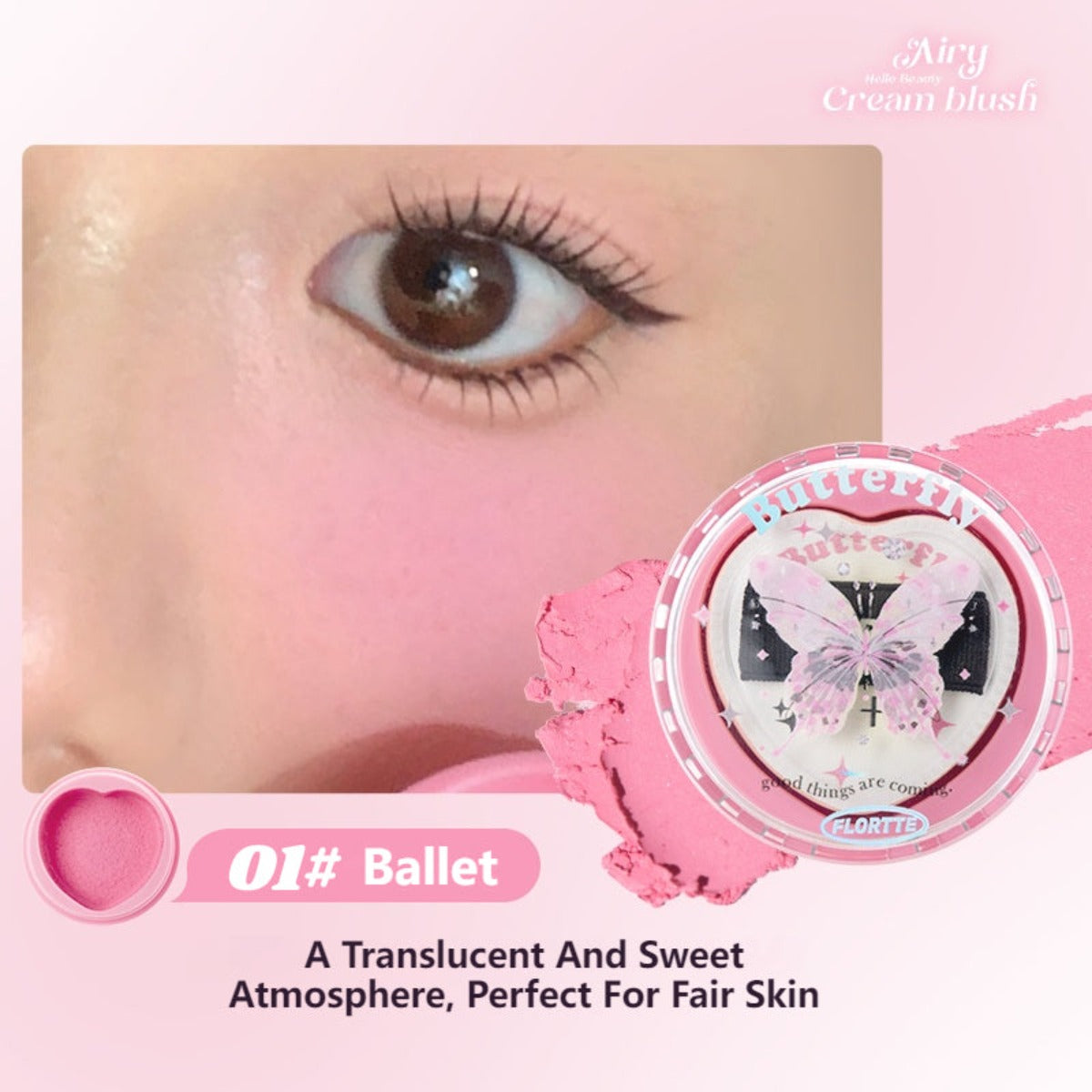Flortte Butterfly Airy Meladerm Style Blush Cream 6g